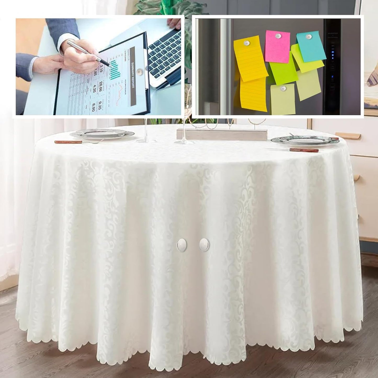 15Piars Curtain Magnets Closure Silver Magnetic Curtain Button Clip with 8 Self-Adhesive Patch Strong Magnetic Curtain Buckle to Keep Curtains Closed Prevents Light Leakage for Curtain Drapes
